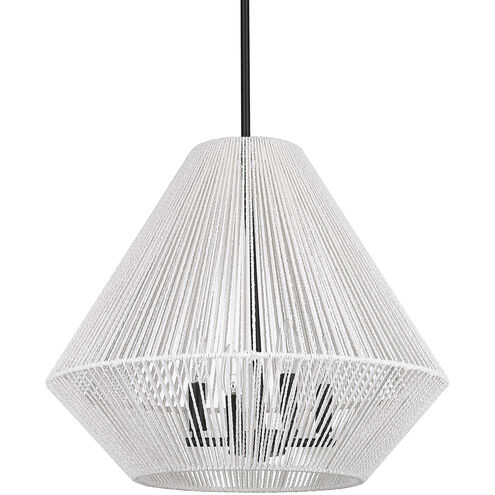 Valentina 4 Light 21 inch Matte Black Pendant Ceiling Light in White Raphia